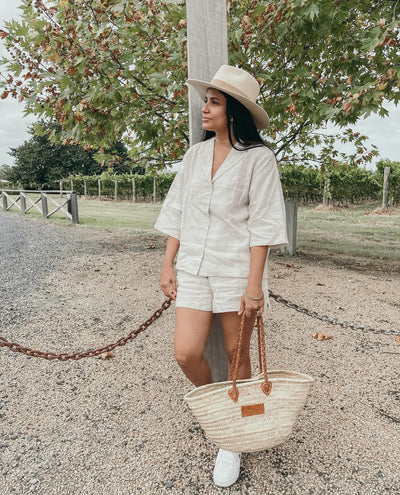 NATURAL Linen Loungewear Set - Button up