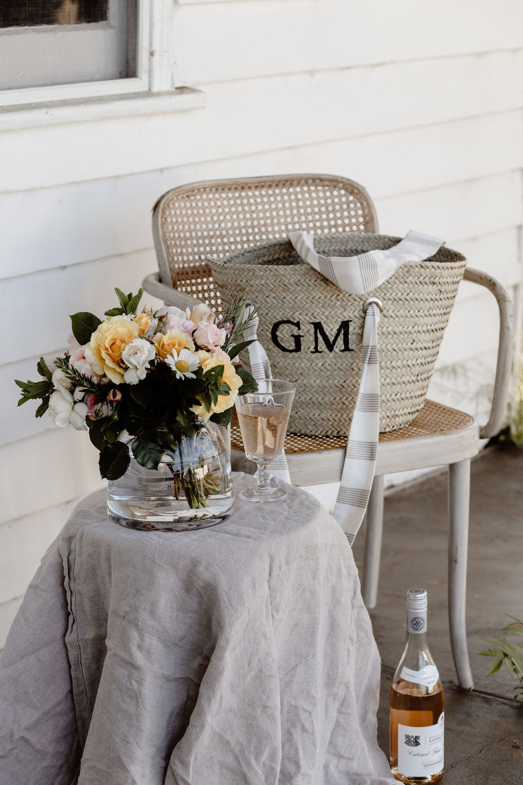 Goodman Market Basket | Black and White Gingham Linen