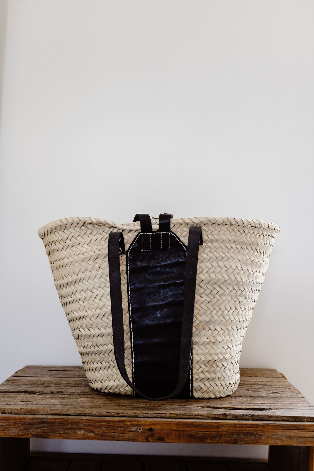 Goodman Leather Market Basket | BLACK & WHITE STITCHING