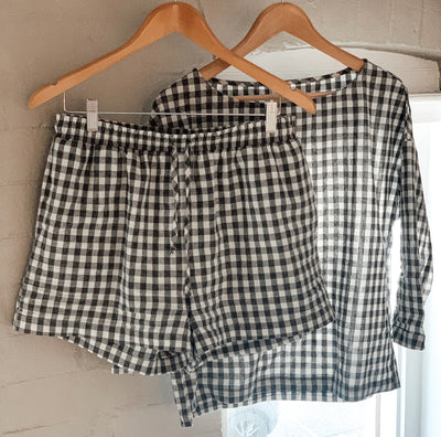 Charcoal Gingham Loungewear Set