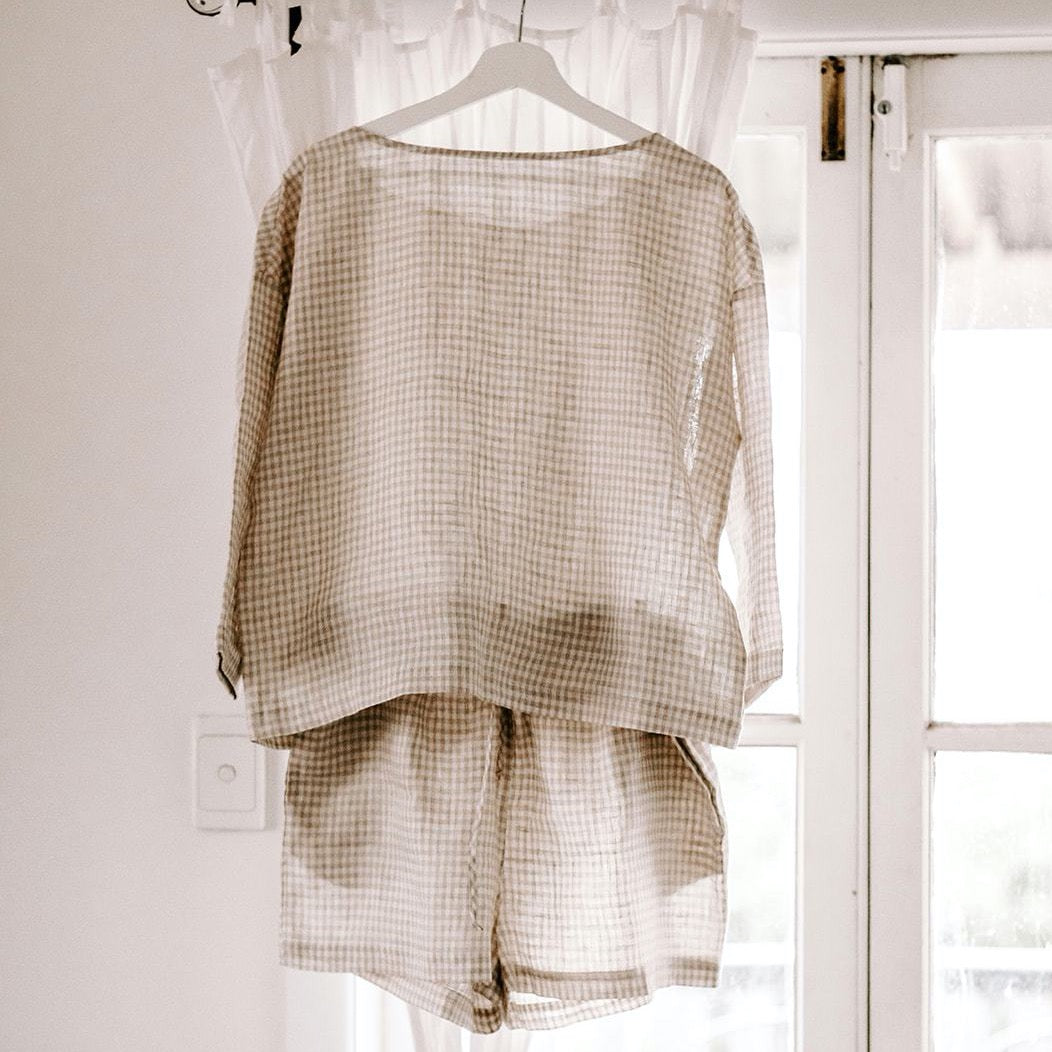 Natural Gingham Loungewear Set