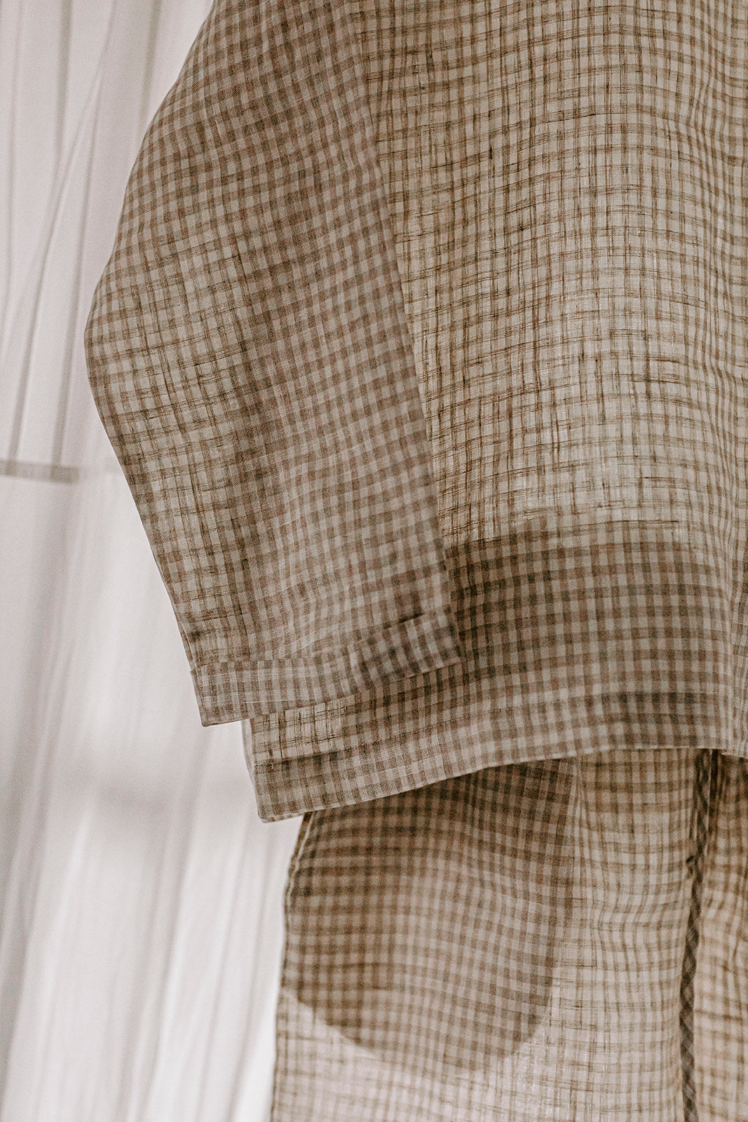 Natural Gingham Loungewear Set
