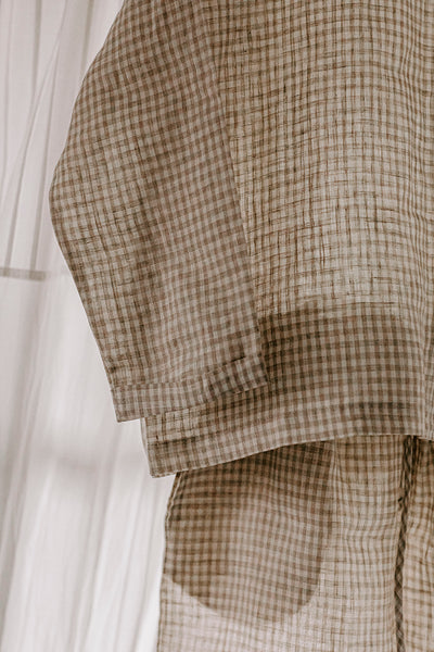 Natural Gingham Loungewear Set