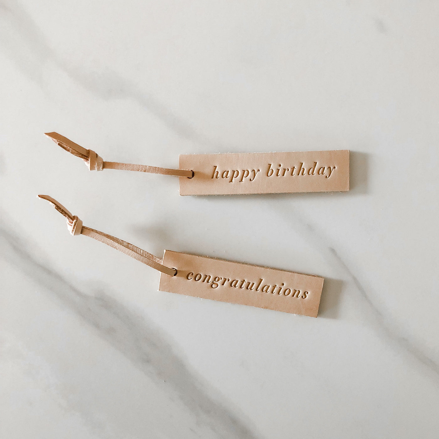 Leather Gift Tags - Congratulations and Happy Birthday