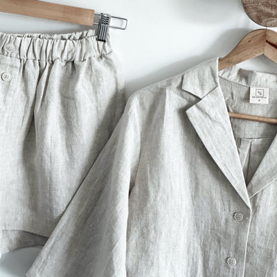 NATURAL Linen Loungewear Set - Button up